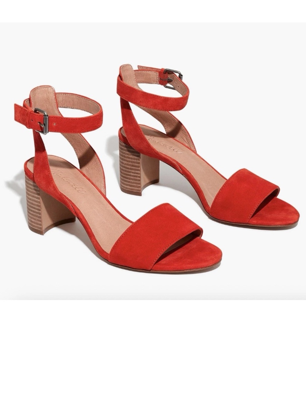 Madewell The Claudia Sandal In Suede SIBERIAN RED, Size 8 M, Good Condition
